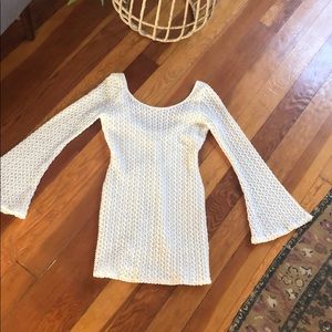 White Boho Dress with bell sleeves